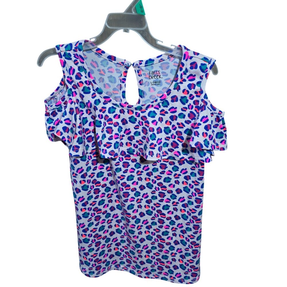 Falls Creek MultiColor Cold Shoulder Top Girls Large 10-12
